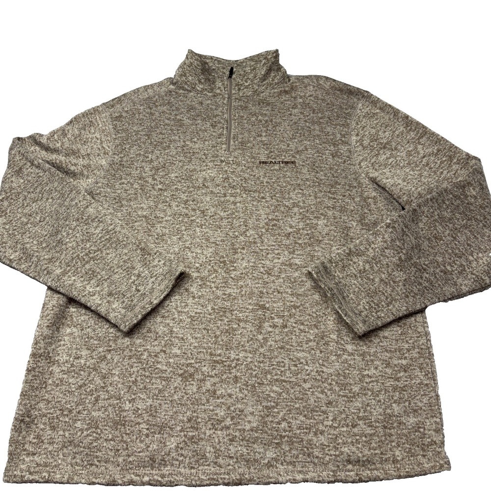 Realtree Mens Brown Quarter Zip Long Sleeve Fleece Pullover 2XL Outdoors Hunting